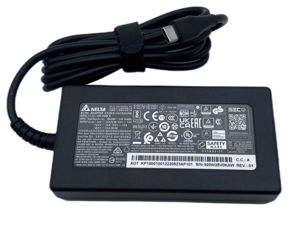 Originale 100W USB-C Acer 27.Q7DN2.003 Alimentatore Adattatore + Cavo Originale 100W USB-C Acer 27.Q7DN2.003 Alimentatore Adattatore + Cavo