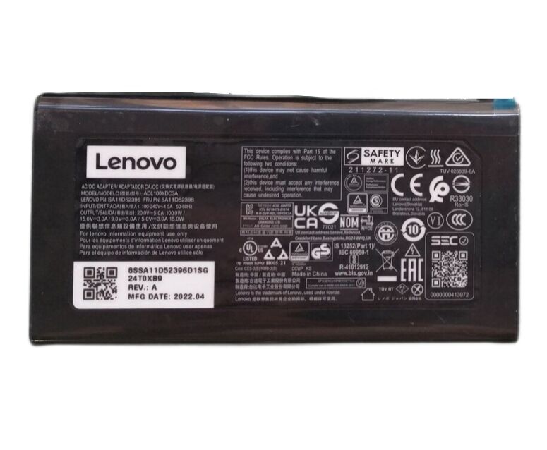 Originale 100W USB-C Lenovo 5A11D52398 Alimentatore Adattatore + Cavo Libero Originale 100W USB-C Lenovo 5A11D52398 Alimentatore Adattatore + Cavo Libero