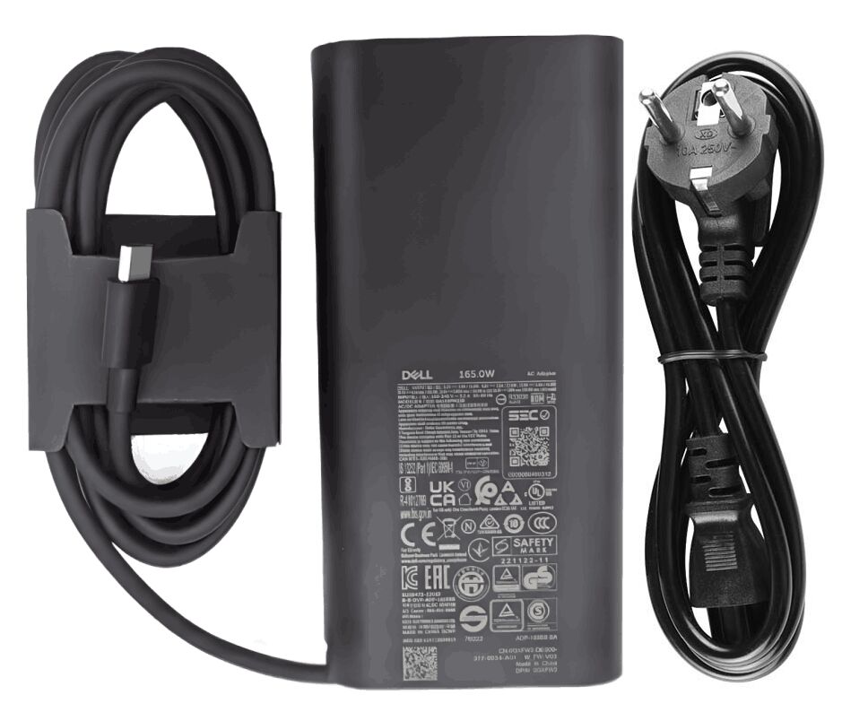Originale 165W USB-C Dell 0GXFW2 GXFW2 Alimentatore Adattatore + Cavo