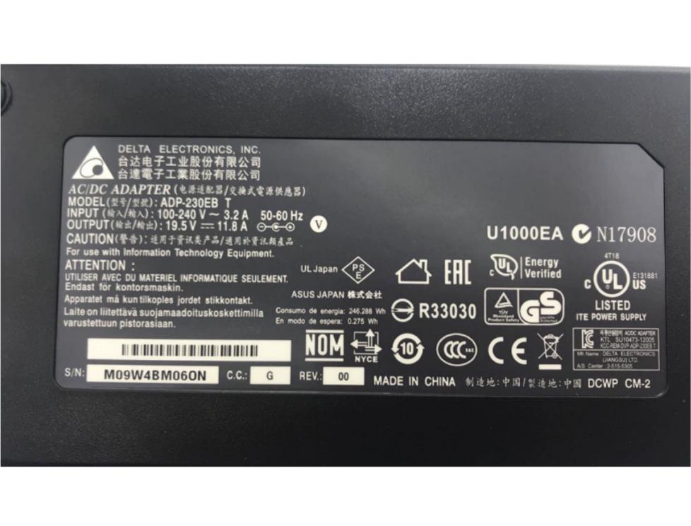 Originale 230W Asus 0A001-00390900 Alimentatore Adattatore + Cavo Originale 230W Asus 0A001-00390900 Alimentatore Adattatore + Cavo