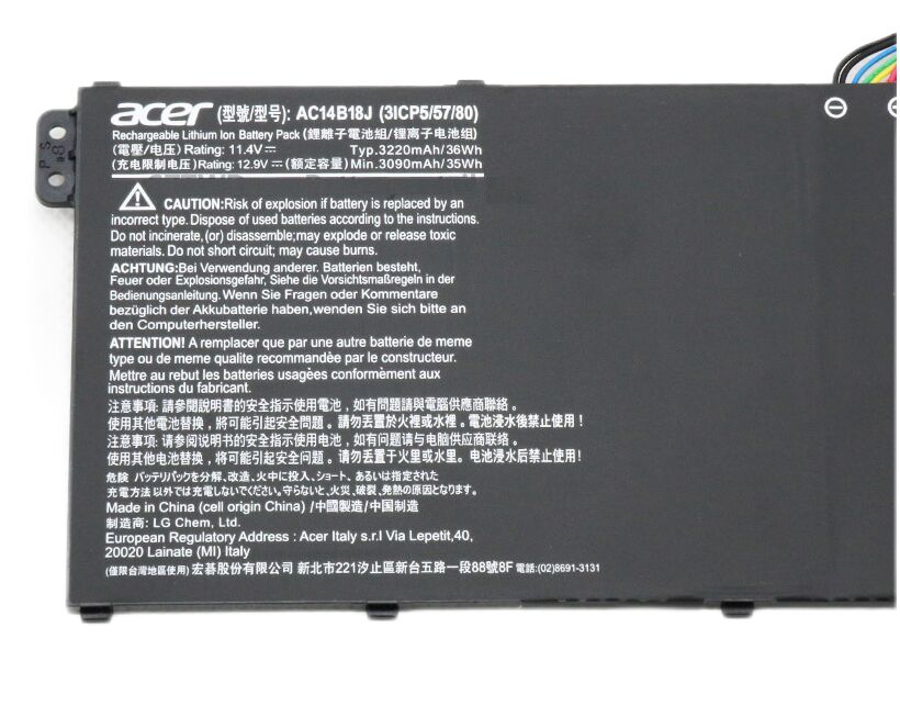 Originale 3220mAh 36Wh Batteria Acer AC14B18J Originale 3220mAh 36Wh Batteria Acer AC14B18J