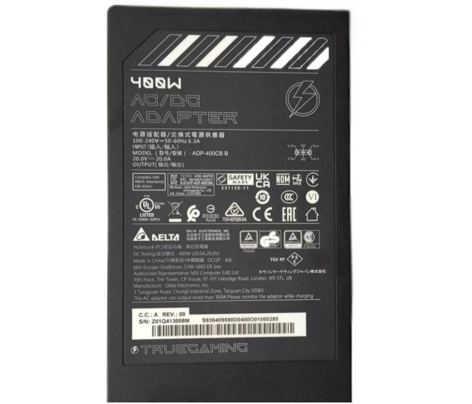 Originale 20V 20A 400W MSI Chicony A330A011P Alimentatore Adattatore + Cavo Originale 20V 20A 400W MSI Chicony A330A011P Alimentatore Adattatore + Cavo