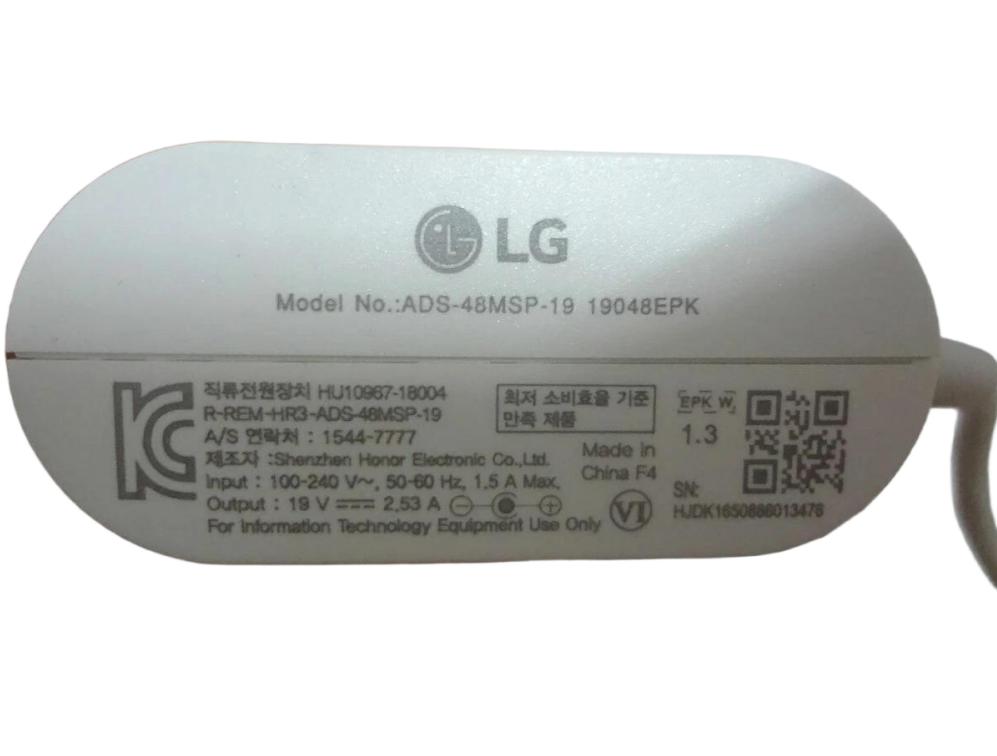 Originale 19V 2.53A 48W LG EAY65249101 Alimentatore Adattatore + Cavo Originale 19V 2.53A 48W LG EAY65249101 Alimentatore Adattatore + Cavo