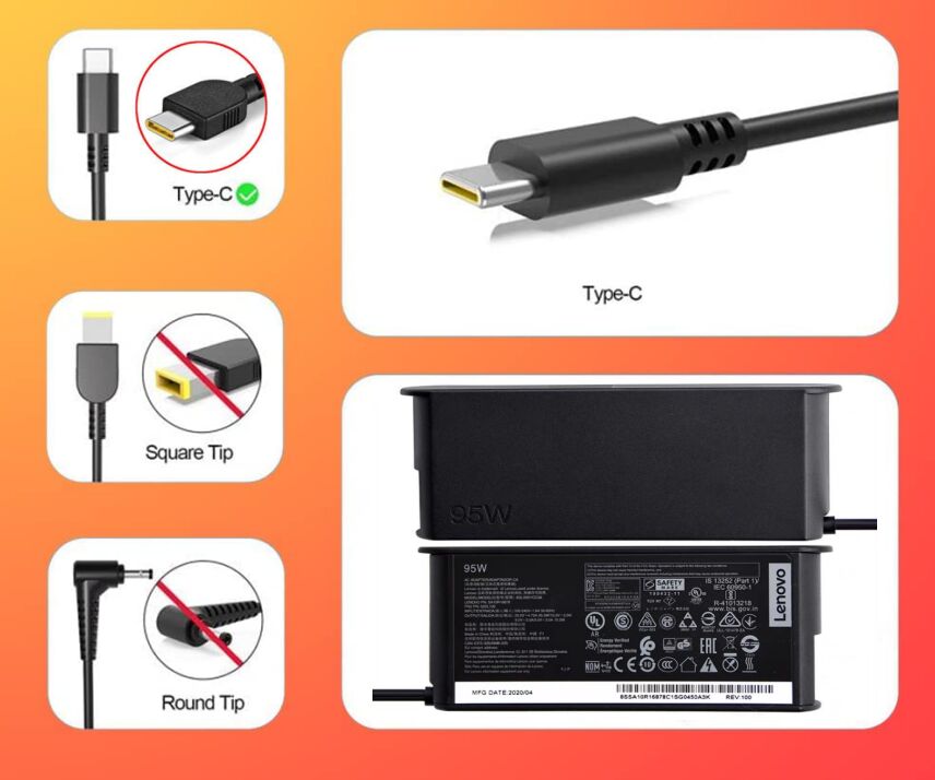 Originale 95W USB-C Lenovo ADLX95YCC2A O2DL132 Alimentatore Adattatore + Cavo Originale 95W USB-C Lenovo ADLX95YCC2A O2DL132 Alimentatore Adattatore + Cavo