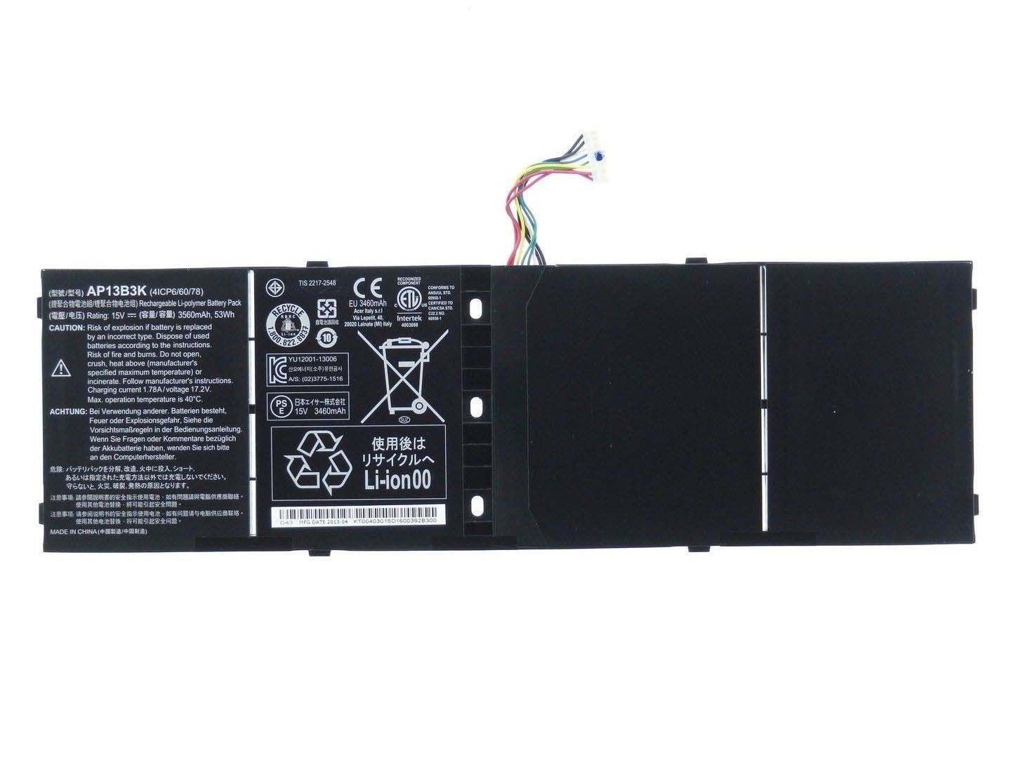 Originale 3560mAh 53Wh 4 Cell Batteria Acer AP13B3K AP13B8K