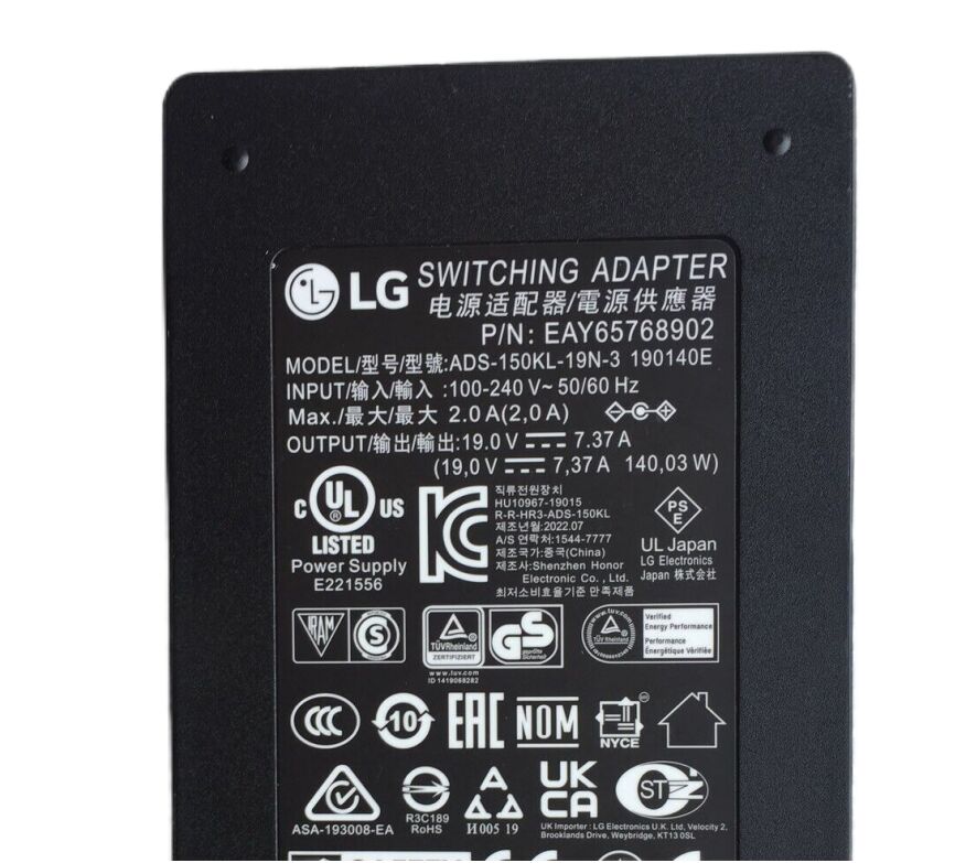 Originale 140W LG 27UK850 32UD89-W 32UD89 Alimentatore Adattatore Originale 140W LG 27UK850 32UD89-W 32UD89 Alimentatore Adattatore